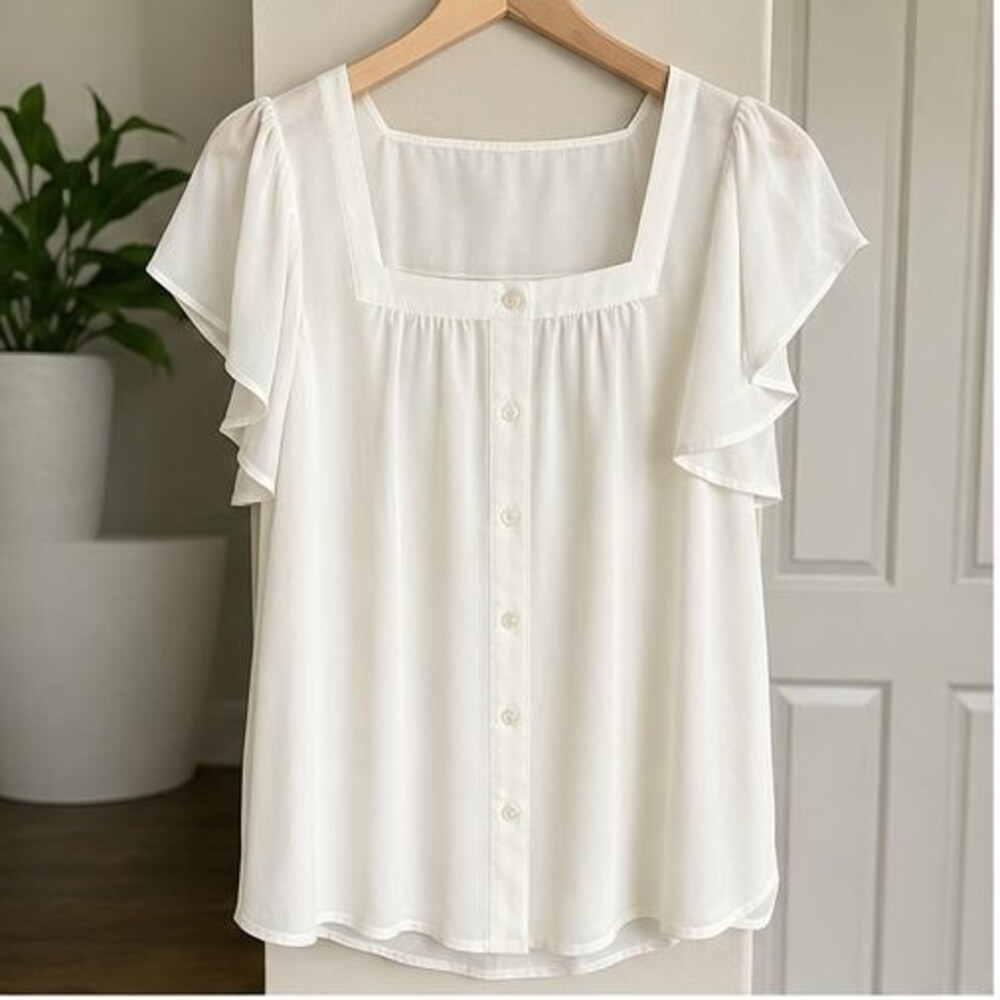 Ivory Pleated Blouse